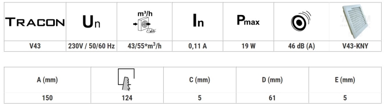 item-images-VENTILATOR ZA ORMAR S REŠETKOM I FILTEROM   43/55 mm3/h V43-