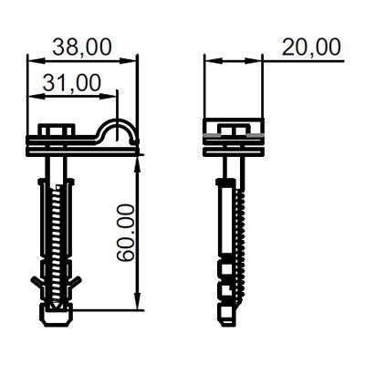item-images-NOSAČ ZIDNI GZNT 04 Cu 049202 za montažu okruglog vodiča promjera fi 8 - 10 mm-
