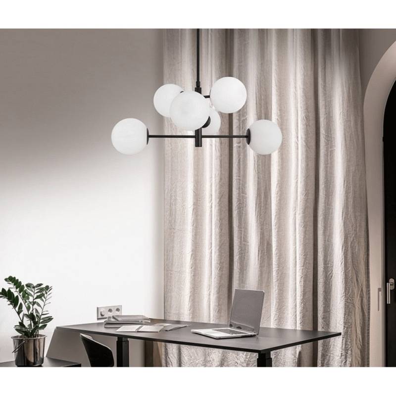 item-images-SVJETILJKA VISILICA   6xE14 NOVA LUCE IMPERO CRNA BIJELO STAKLO  9100361-