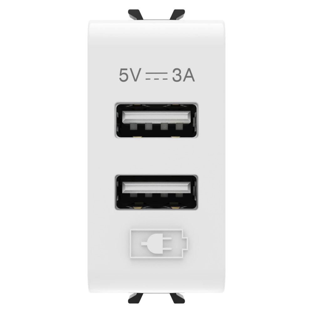 new-item-image-PRIKLJUČNICA USB 2-STR. 5V 3A TYPE A+A BIJELA 1M CHORUS GW10447