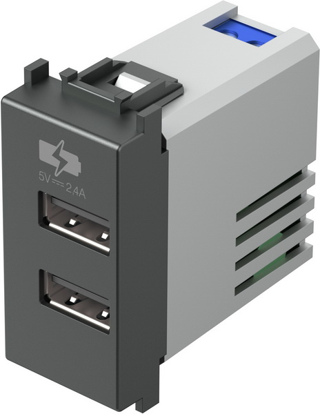 item-image-PRIKLJUČNICA USB 2-STR. 5V 2,4A ANTRACIT 1M MODUL EM67AT-U