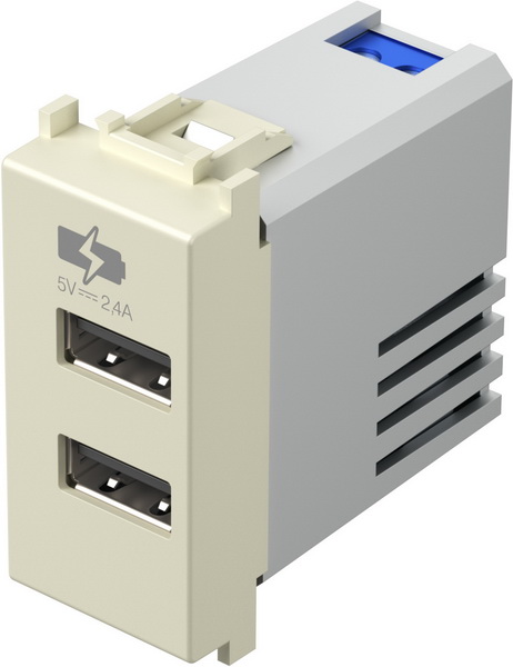 item-image-PRIKLJUČNICA USB 2-STR. 5V 2,4A IVORY 1M MODUL EM67IW-U