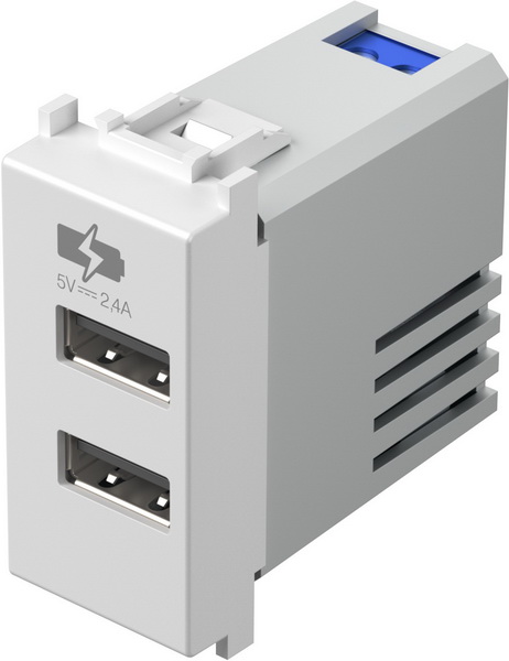 item-image-PRIKLJUČNICA USB 2-STR. 5V 2,4A BIJELA 1M MODUL EM67PW-B